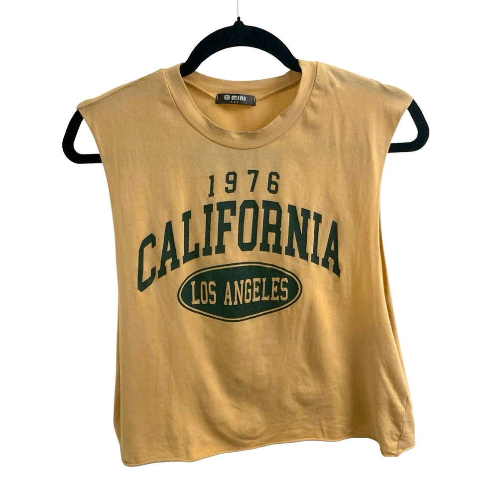 1976 California Yellow Cropped Tank Top Size S